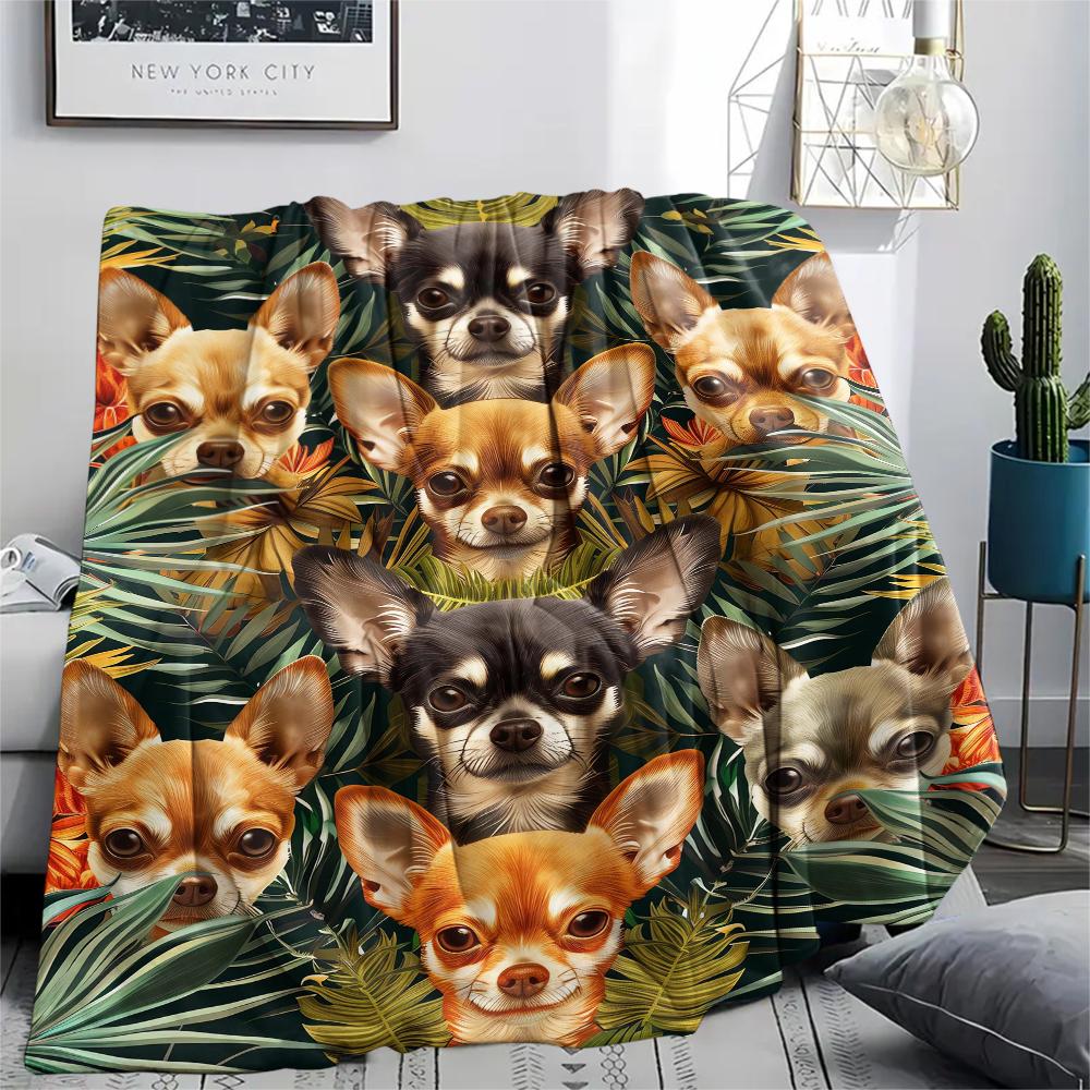 1Pc Collie Corgi Print Flannel Blanket, High quality Comfortable for All Seasons, Home Decor, Warmth and Comfort, Perfect for Christmas Gifts