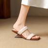 Fashion Belt Sandals for Women Wearing French Fashion Trend, Stunning Slippers, Soft Leather, Mid Heel, Summer 2025 New Style