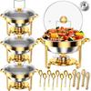Round Chafing Dishes for Buffet 5 Qt High Grade Chafing Dish Buffet Set Full Size Pan Rolled-Edge Design Food Warmers for Parti