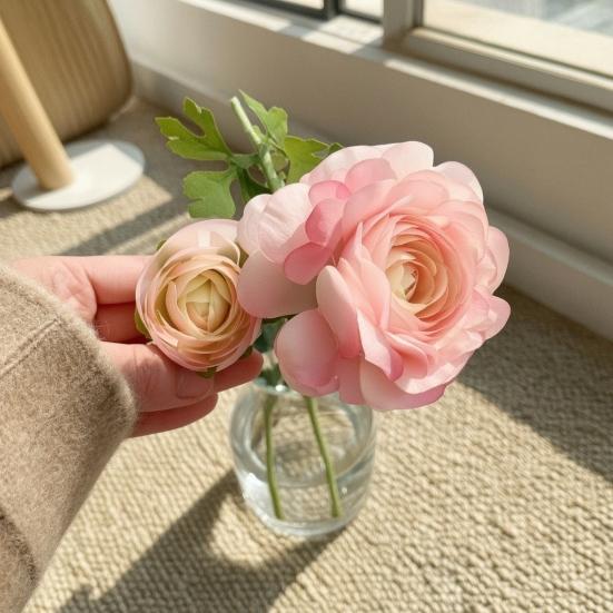 Artificial Peony Flower Realistic Faux Silk Flower with 1 Bloom And 1 Bud for Vase DIY Bouquet Wedding Party Centerpiece Photography Props