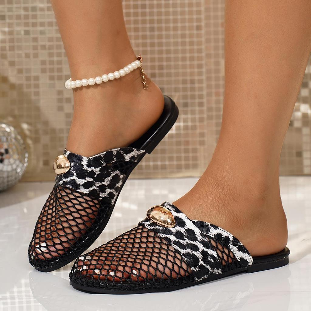 Plus Size Women's Mesh Ballet Flats with Patent Leather Buckle - Comfortable, Breathable, Hollow-Out Design