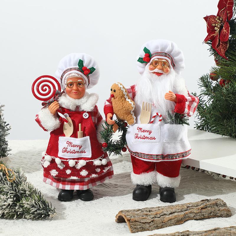 Christmas Dining Table Decorations Exquisite Mrs. Claus Design Christmas Sculptures Christmas Doll Christmas Atmosphere 32x17x9cm