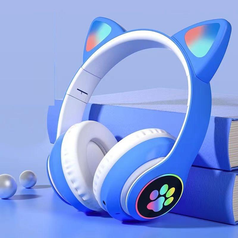 Luminous cat ear bluetooth headset wireless headset cute department direct sales