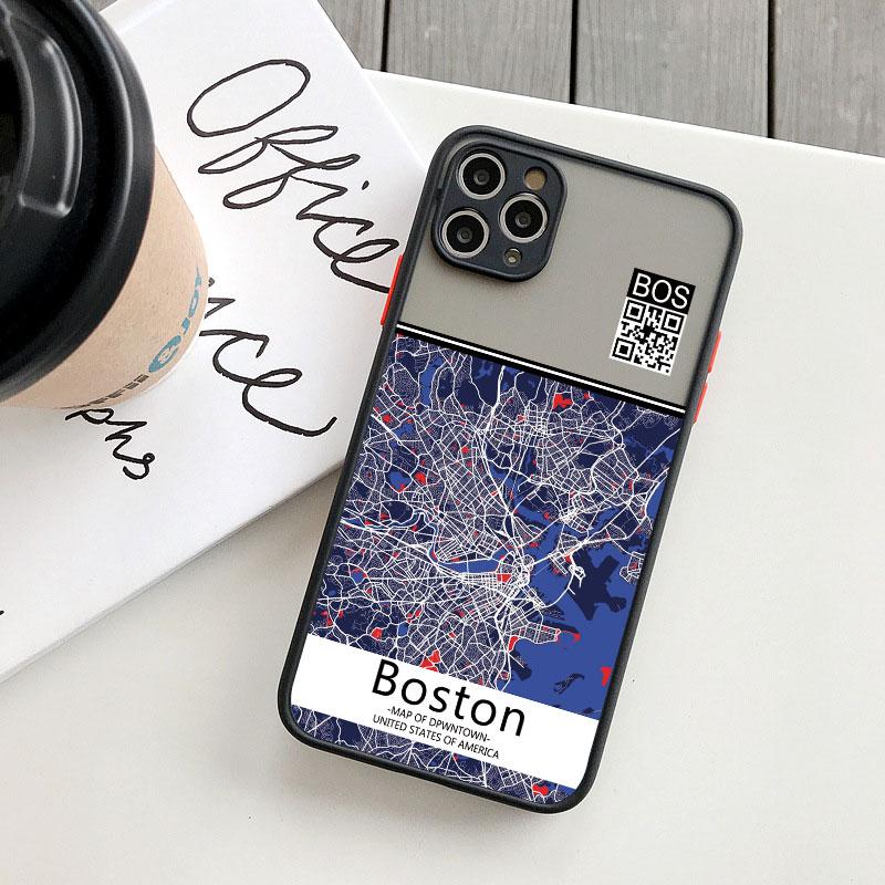 Ins Travel Country Sketch City Map Phone Case For iPhone 8 7 Plus SE2 15 14 11 12 13 Pro Max Mini X XR XS Shockproof Funda Shell
