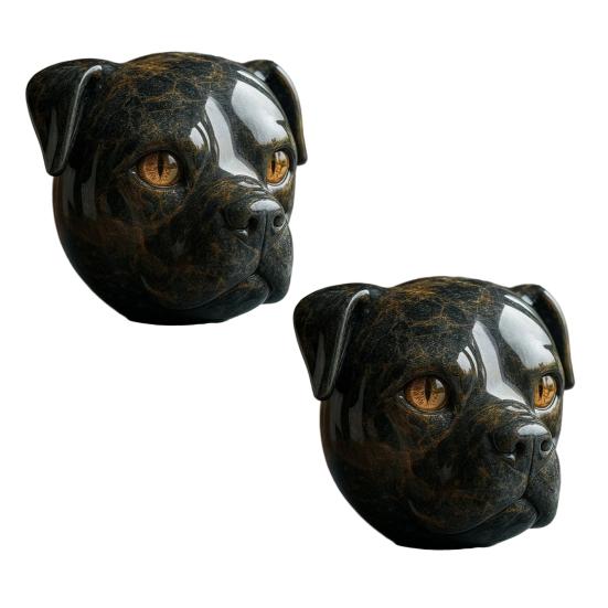 

1/2 шт. Скульптура головы собаки Реалистичная ручная резьба Статуя собаки Фигурка животного Украшение для дома, офиса, рабочего стола Подарок для любителей собак