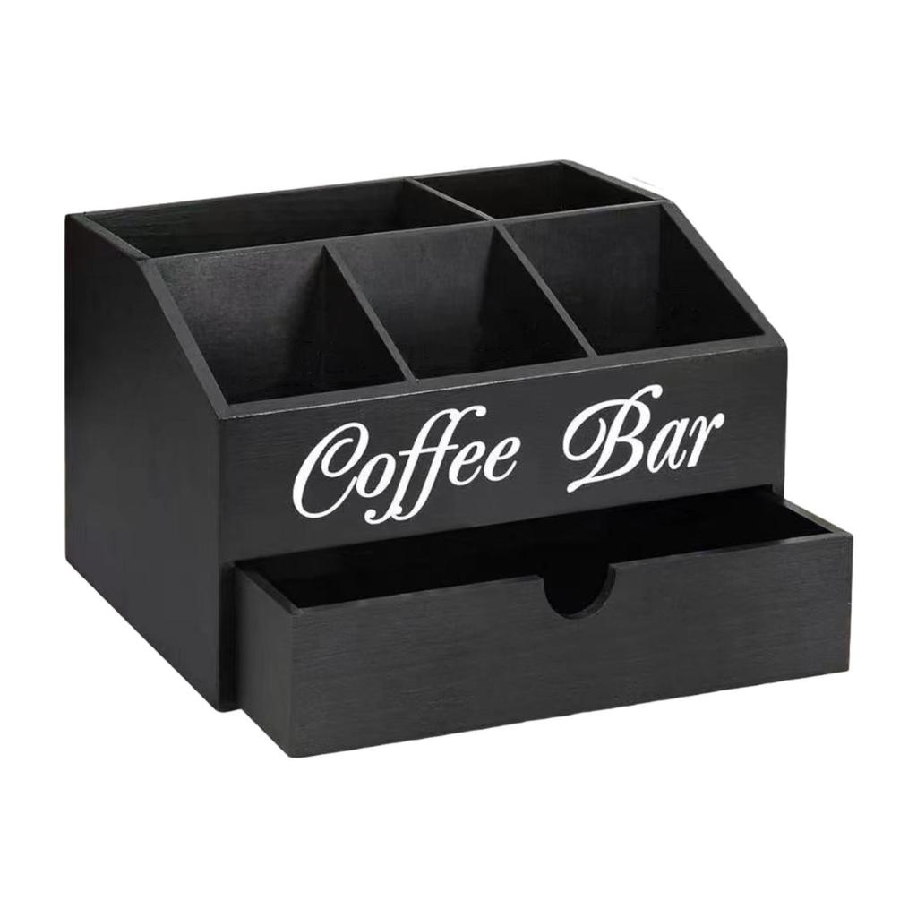 Coffee Station Organizer for Counter Coffee Bar Decor Farmhouse Countertop 2 Layer Storage Basket for Kitchen Coffee Bar Office