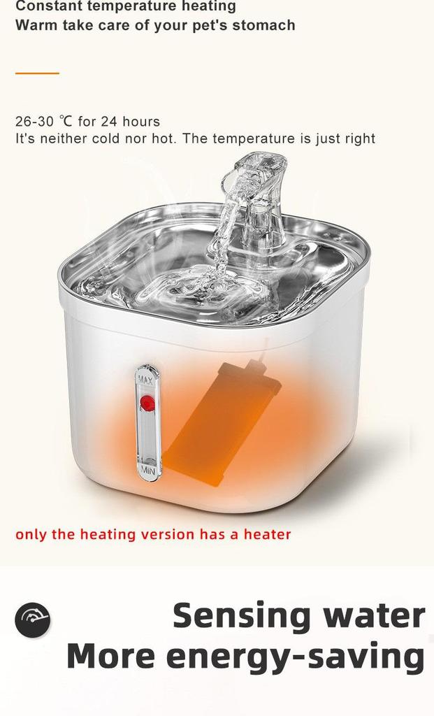 Stainless Steel Smart Cat Water Fountain with Automatic Circulation