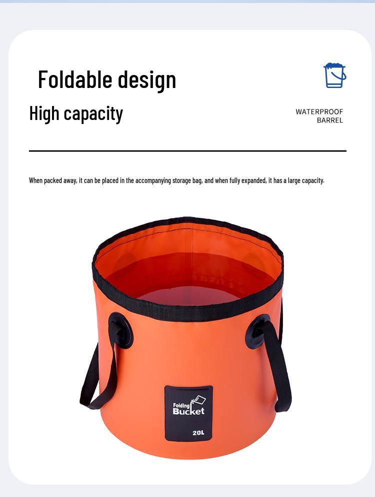 Portable Waterproof PVC Folding Bucket for Camping, Fishing, and Foot Bath