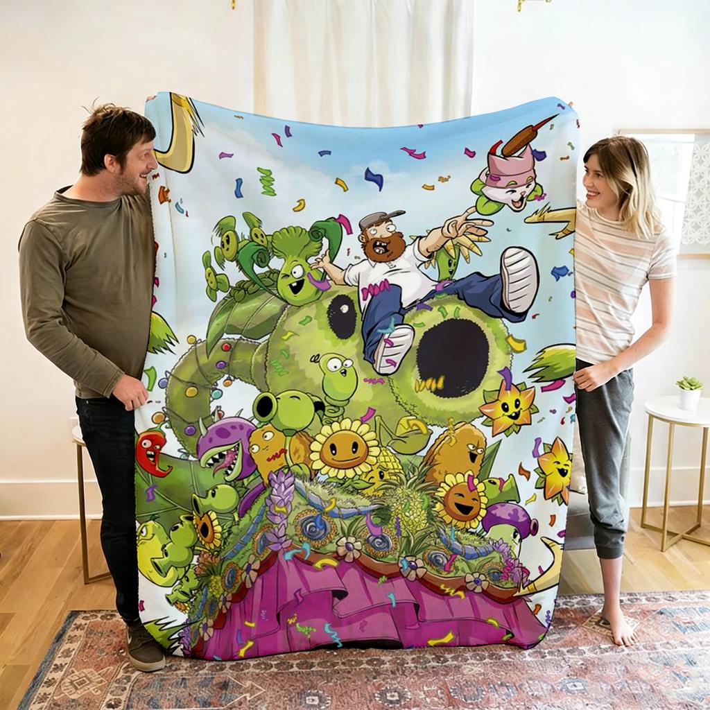 P-Plants Vs Z-Zombi Printed Fleece Throw Blanket Children Warm Soft Blankets for Sofa Bed Cover Blanket Travel Office Gift New