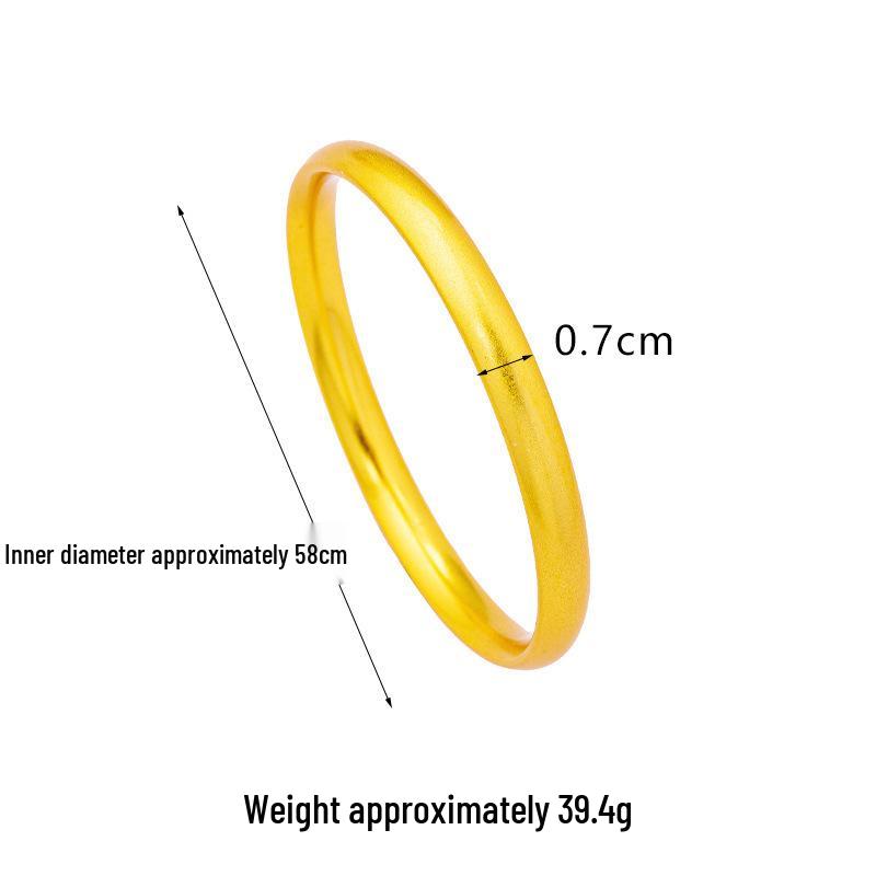 Vintage Vietnamese Sand Gold Frosted Bangle - Elegant Loach Back Design, Long-Lasting Color Jewelry.