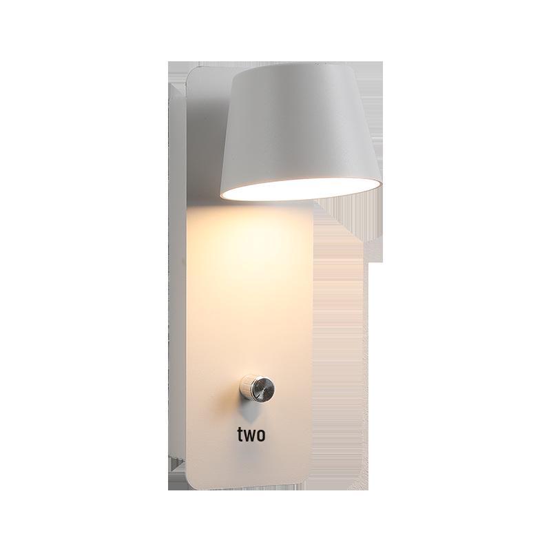 Stepless Dimming LED Wall Lamp with USB Charging - Metal Body, Wall-Mounted, No Tray, Ideal for Bedroom & Living Room
