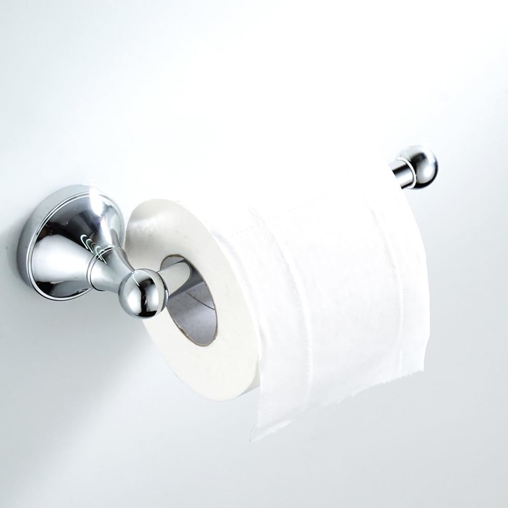 Biutimarden Modern Toilet Roll Holder, Brass Toilet Paper Holder/Tissue Dispenser, Bathroom Wall Mounted (Silver Chrome), CZJ1017