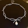 Fashion Multi-layer Diamond Pearl Elegant Women's Jewelry Layered Pendant French Court-style Beaded Choker Daily Accessories