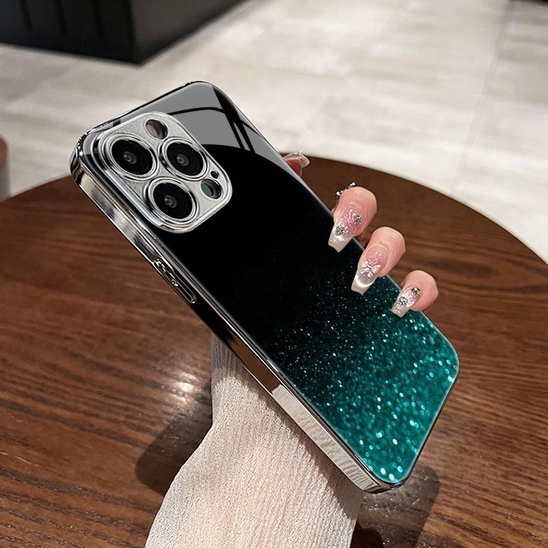 Electroplated glass phone case, suitable for iphone 17, 16, 15, 14, 13, 12, 11pm Pro Plus and other phone models.