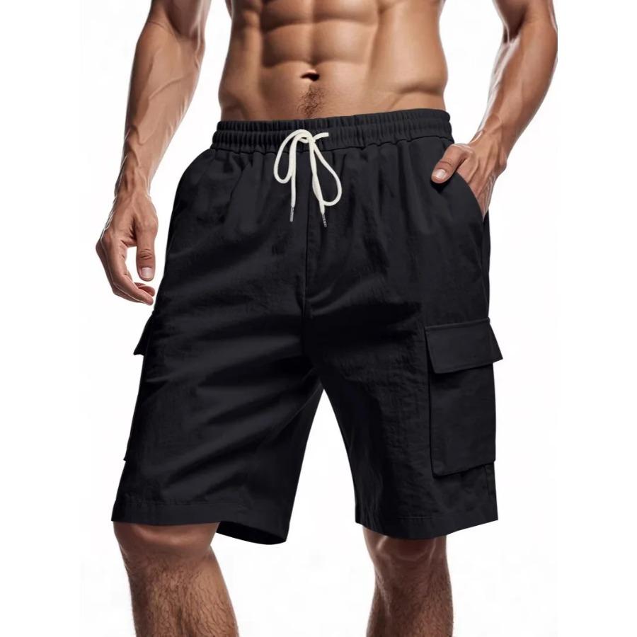 2026 New Men's Cotton Linen Shorts Pants Male Summer Breathable Solid Color Linen Trousers Fitness Streetwear S-3XL