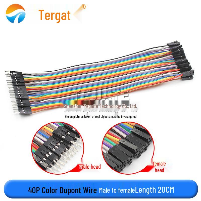 40P Color DuPont Jumper Cables - Female/Female, Male/Female, Male/Male - 10/15/20/30/40CM Lengths
