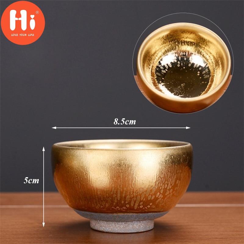Hi Ceramic Gold Glaze Kung Fu Master Cup Porcelain Small Tea Bowl Handmade Office Teacups Water Mug Drinkware