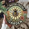 2D Flat, 1pc Vintage Bee & Floral Metal Wall Art Sign - Rustic Pollinator Garden Round Aluminum Plaque, Perfect for Garden, Yard, Patio, Porch