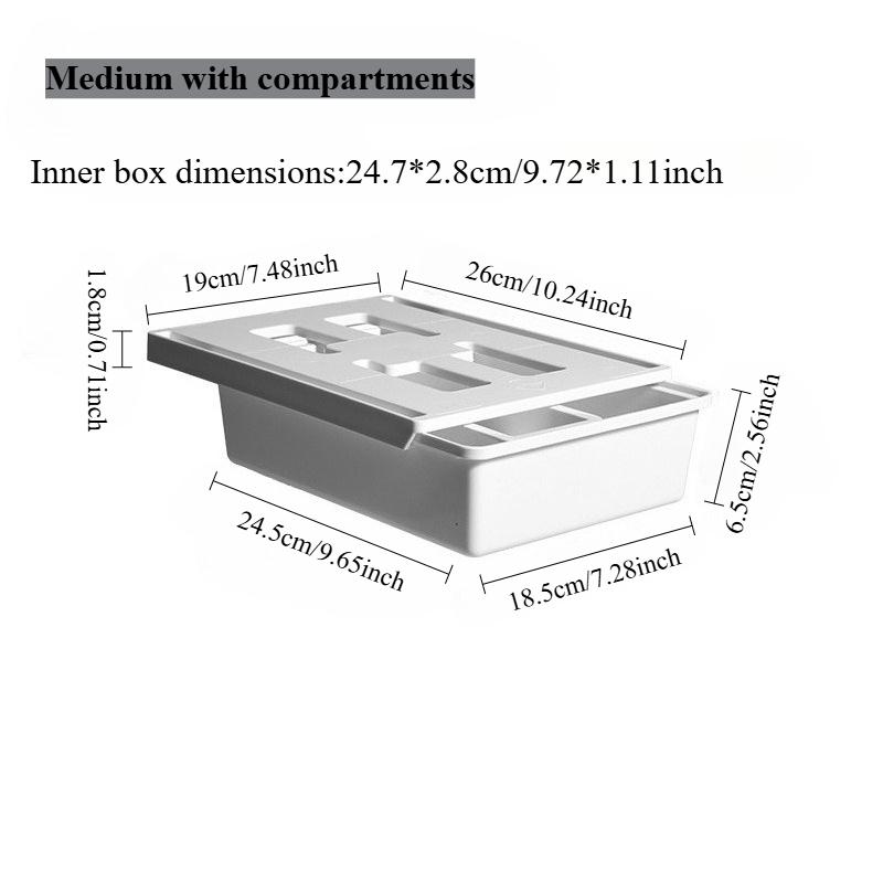 1PC SelfAdhesive Storage Drawer Box Makeup Pencil Tray Non Perforated Drawer Style Storage Box Under The Table, Wardrobe Drawer