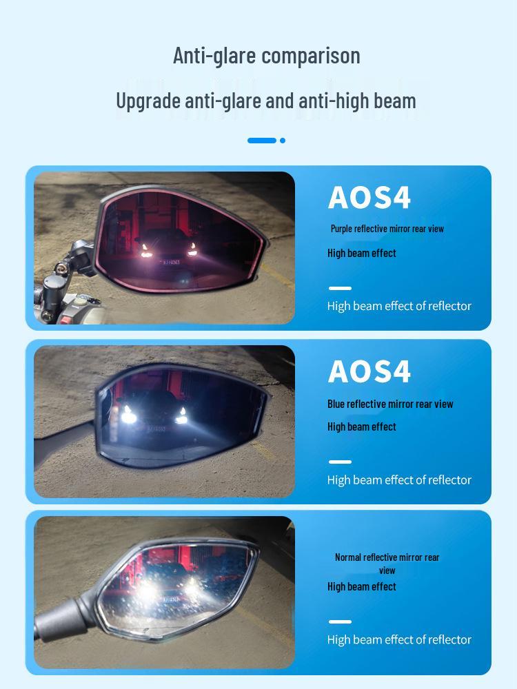 AOS4 Rearview Mirror for Niu Nine E-Bike & Scooter - Modified Reflective with Blue-Purple Light.