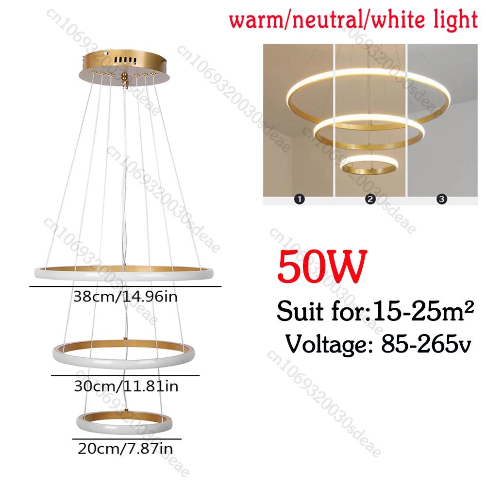 Rings Circle Ceiling Hanging Modern Luxury LED Chandelier Pendant Lights Nordic Home Light Suspensions Luminaire Home Decoration