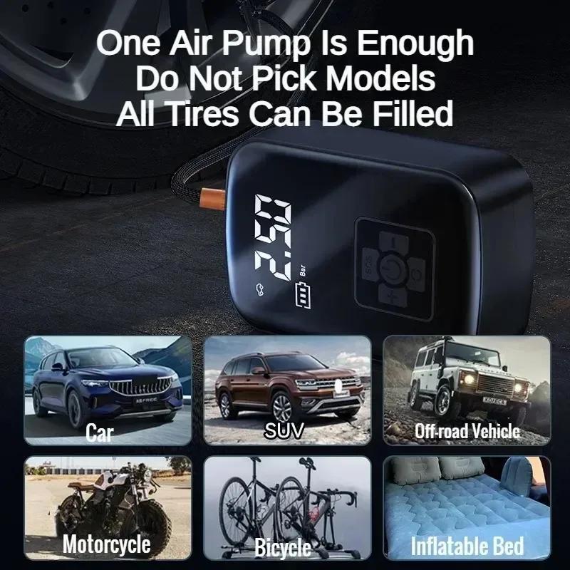 Portable Car Air Compressor Wireless Wired Electric Tire Inflator Pump for Motorcycle Bicycle Boat Car Tire Ball