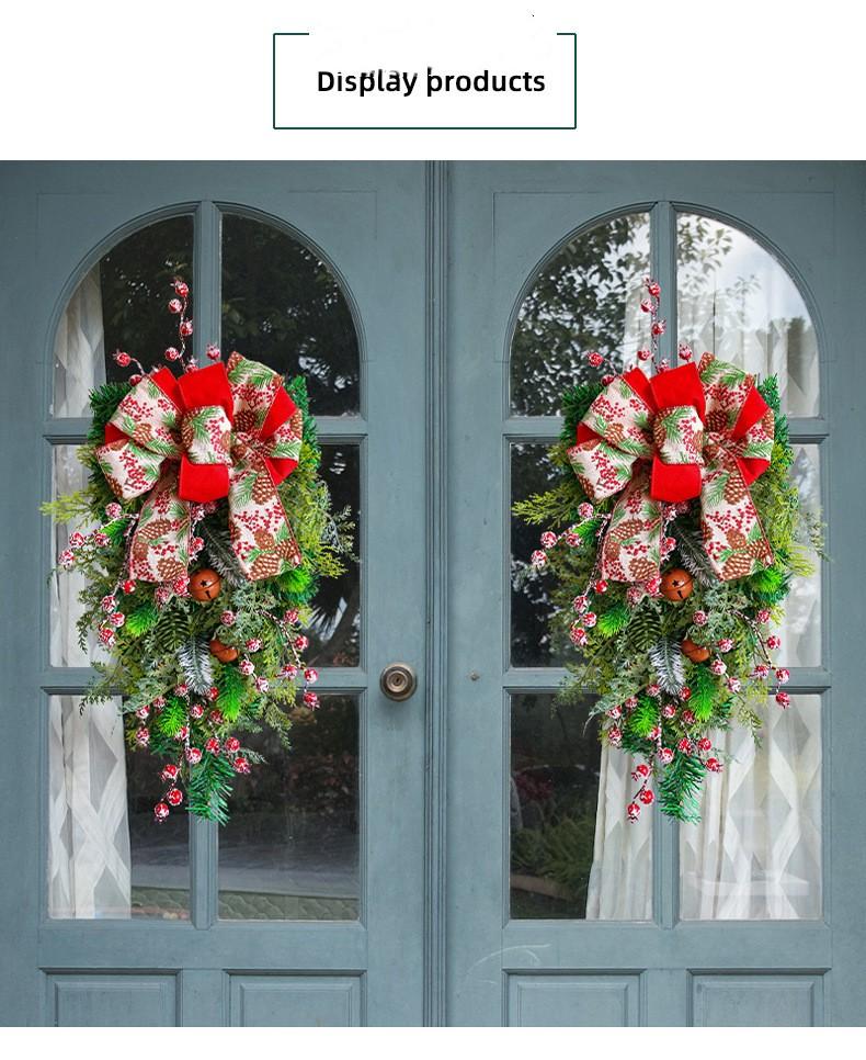 Christmas Bell Tree Red Berry Pine Needle Wreath For Fornt Door Hanging Door Window Ornaments Xmas Pendant Christmas Decoration