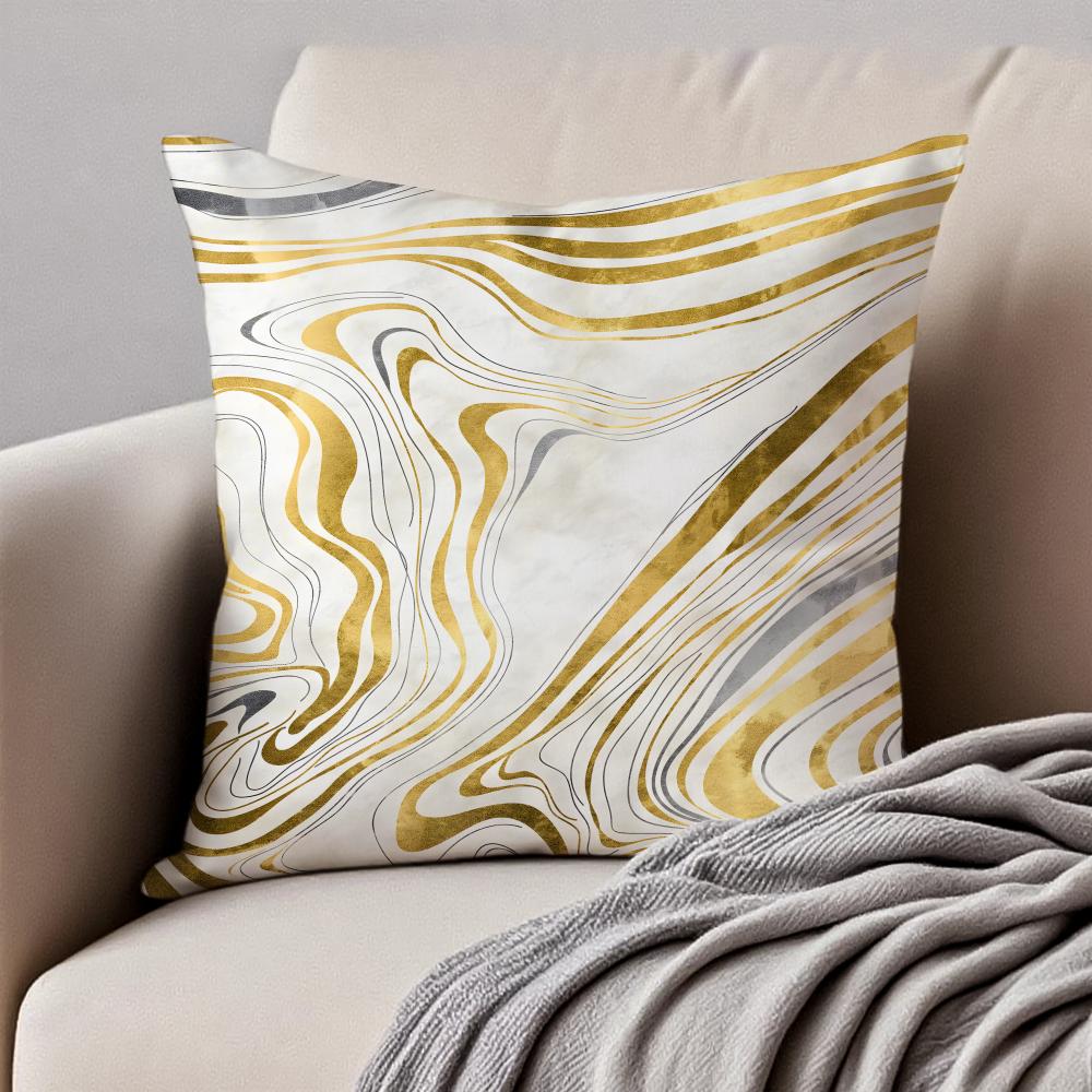 Natural classical Marble texture pattern style Cushion Cover Pillowcase Antidustmite Invisible Zipper Short Plush Sofa Cushion