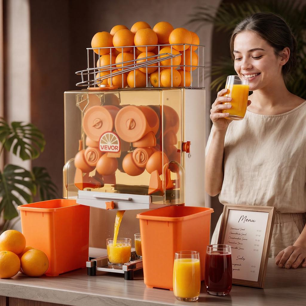 Commercial Orange Juicer Machine, 120W Electric Orange Juice Press, Stainless Steel Orange Squeezer for 20 per Minute, Lemon Citrus Pomegranates