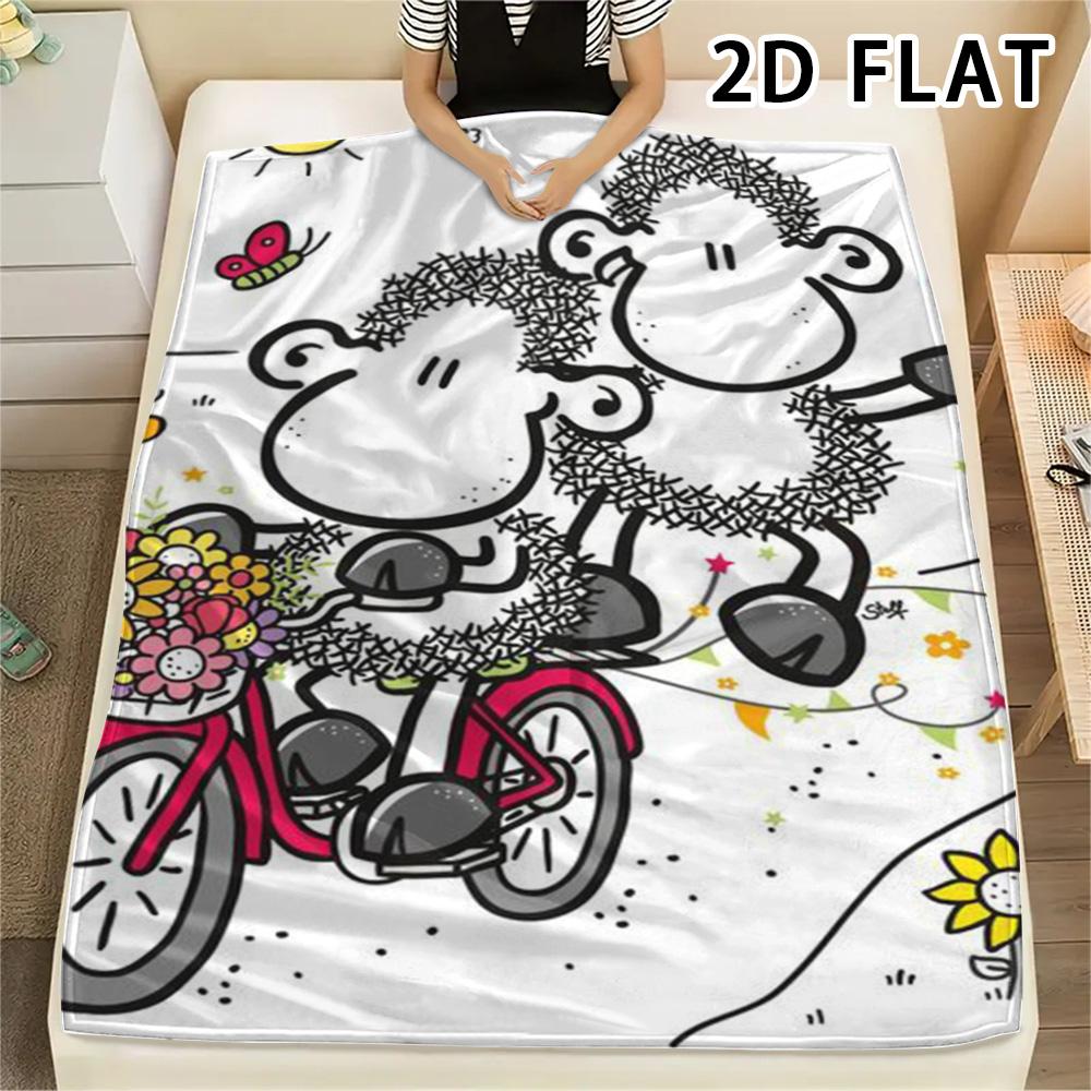 1Pc Sheepworld Print Flannel Blanket, High Quality Comfortable for All Seasons, Home Decor, Warmth and Comfort, Perfect for Christmas Gifts