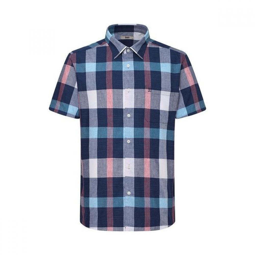 Daks Men Big Check Regular Fit Short Sleeve Shirt Dms3shcs130n1 navy/095