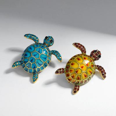 Elegante Strass-Schildkröten-Broschen für Damen Klassisch Einzigartig Persönlichkeit Tier Schildkröte Emaille-Broschennadeln Party-Schmuck Geschenk
