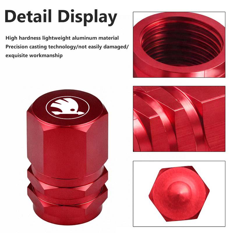 Car Wheel Tire Valve Caps Stem Case Dustproof Accessories For Skoda octavia a5 a4 mk1 2 fabia superb rapid mk3 yeti 2006 Stem Caps1