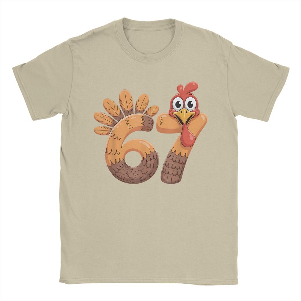 67 Thanksgiving Funny Turkey Thanksgiving 67 Turkey T-Shirt for Men Pure Cotton Tees Round Collar Short Sleeve T Shirt Clothing