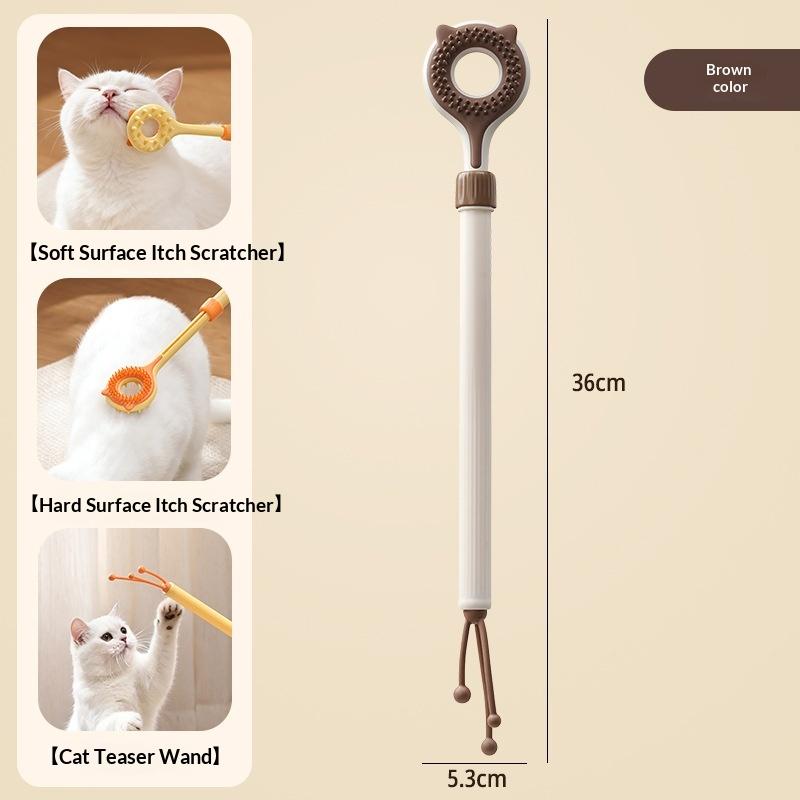 

2 In 1 Retractable Cat Tickler Double Sided Massager Cat Teaser Wand Interactive Cat Toy For Kitten Grooming Relieve Itching