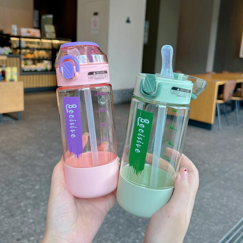 Water bottle summer new high value water cup male and female students food grade straw cup go out sports simple portable water cup