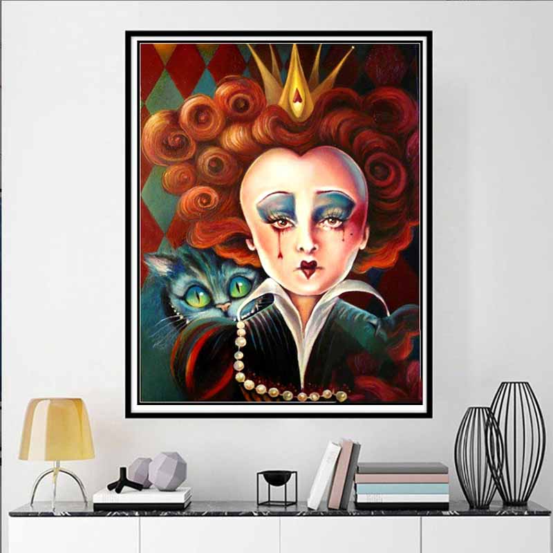 Disney Diamond Painting Red Queen Cheshire Cat Dark Art Painting Cute DIY Rhinestone Mosaic Cross Stitch Kit Embroidery Gift Home Decor
