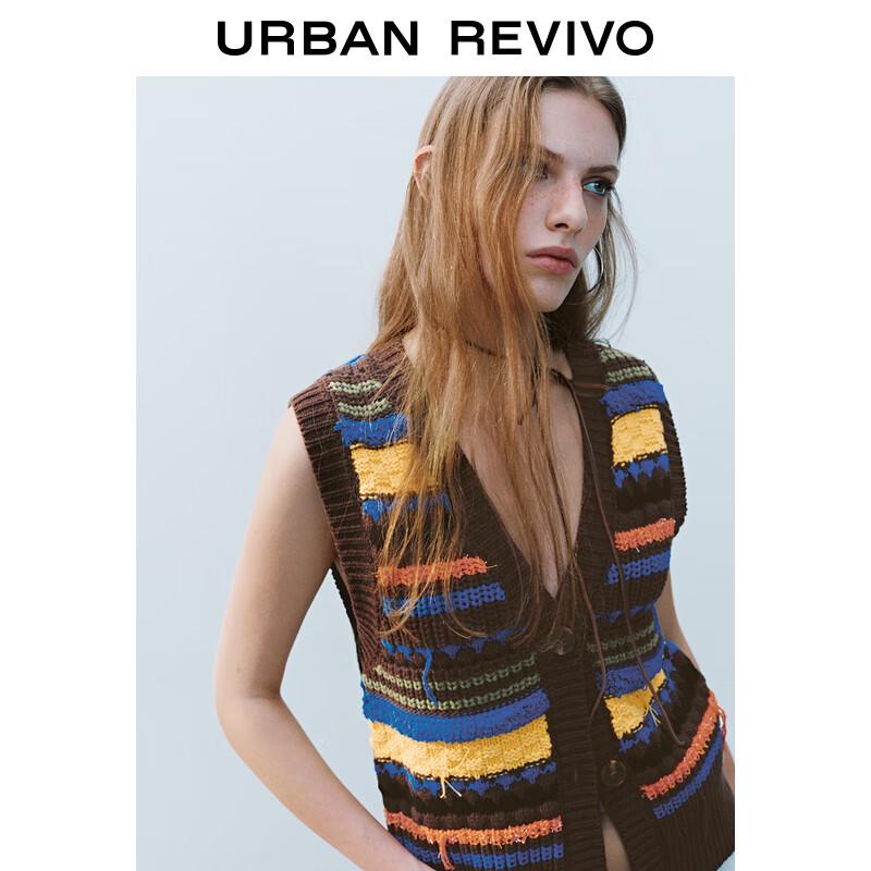 UR 2025 Spring Women's Retro Colorblock Knit Vest