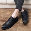 Men's British Style Pointed Toe Lace-up Black Leather Shoes - Korean Casual Spring/Autumn Trend