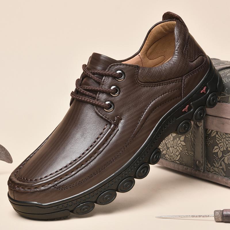 

Модная мужская нескользящая повседневная обувь из натуральной кожи, мужская обувь для ходьбы, классическая мужская удобная деловая обувь, универсальные мужские лоферы 44 темно-коричневого