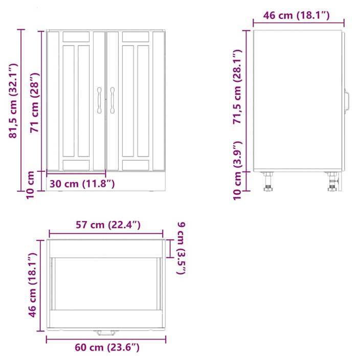VidaXL Meuble de base de lavabo Lucca chêne marron bois d'ingénierie, meuble bas de cuisine, meuble bas à tiroir de cuisine, 853684