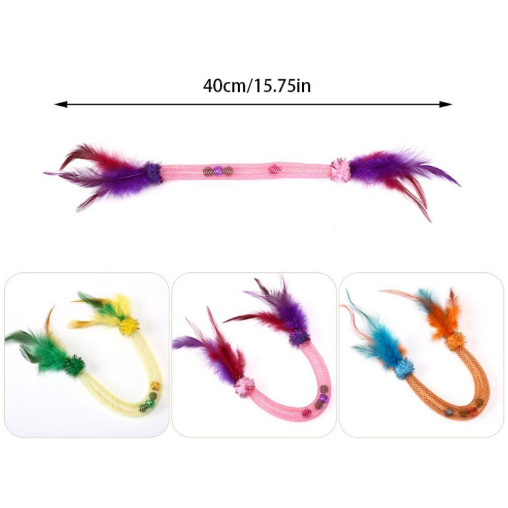 Jouet Interactif pour Chat avec Plumes et Clochettes, Infusé à l'Herbe à Chat, Résistant aux Morsures, Jouet Corde Élastique pour Chat, Soulage l'Ennui
