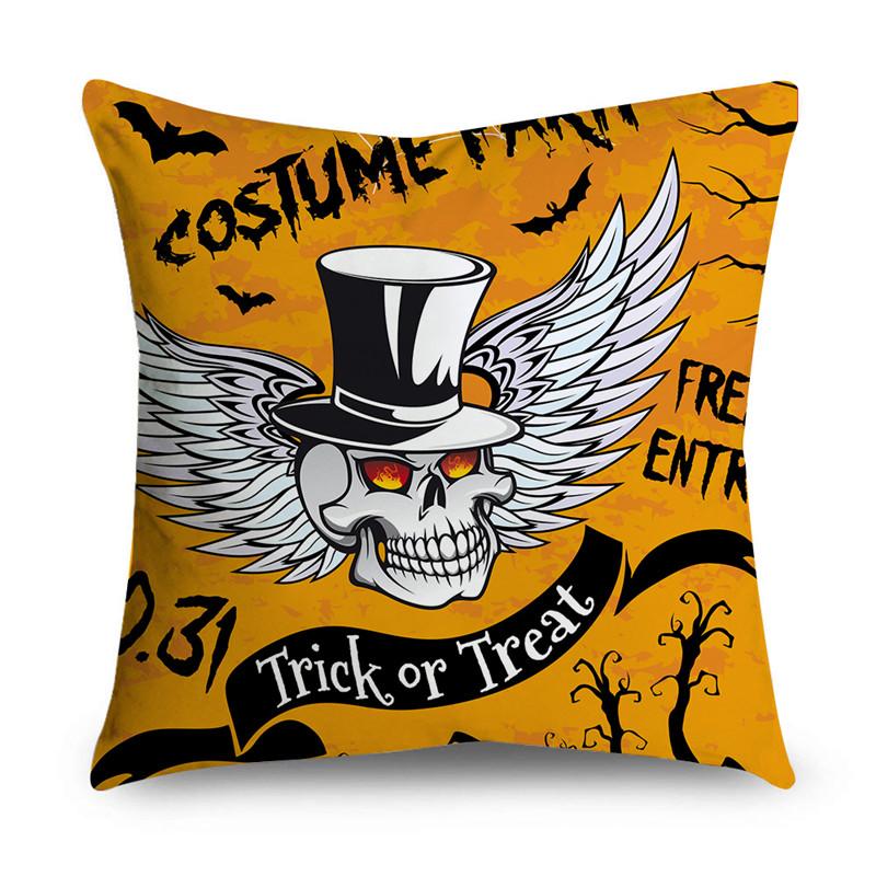 Halloween Theme Horror Pumpkin Wizard Print Pattern Cushion Cover Home Living Room Sofa Decoration Square Throw Pillow Cover