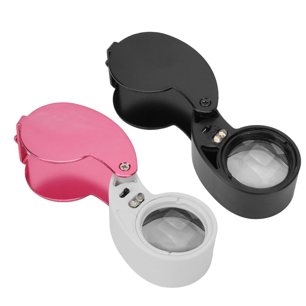 40X Büyüteç Lüp LED Işıklar Yüksek Geçirgenlik Taşınabilir Kuyumcular Lüpü Alüminyum Alaşım Kabuklu