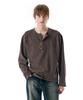 Sekeonmonollogeu Ribbed Henley Knit Long Sleeve [Charcoal]_Sets044Charcoal