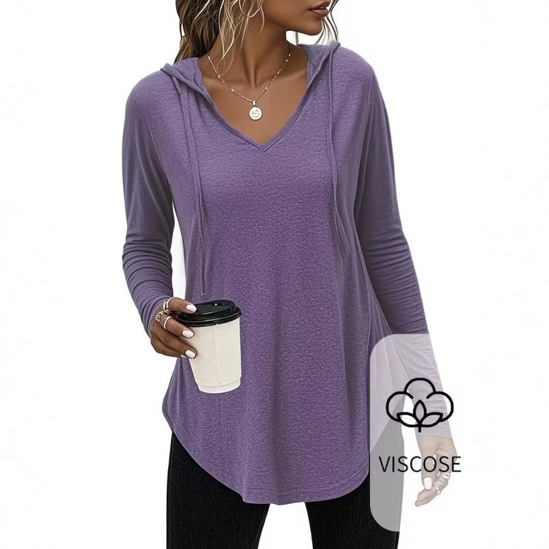 2026 Womens Hooded T Shirt Long Sleeve Casual Top Daily Sports