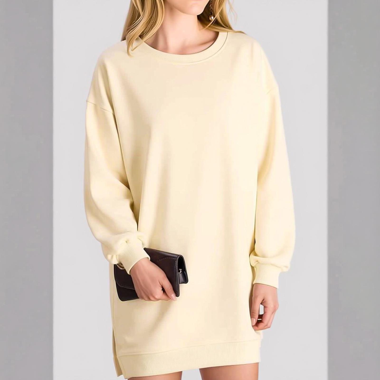 Women s Oversized Long Sleeve Pullover Hoodie with Side Slits Casual Sweatshirt XL