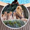 Wild Animal Print Round Beach Towel with Tassels, Sand Resistant Beach Blanket, Absorbent Quick Dry Pool Towel Soft Picnic Mat