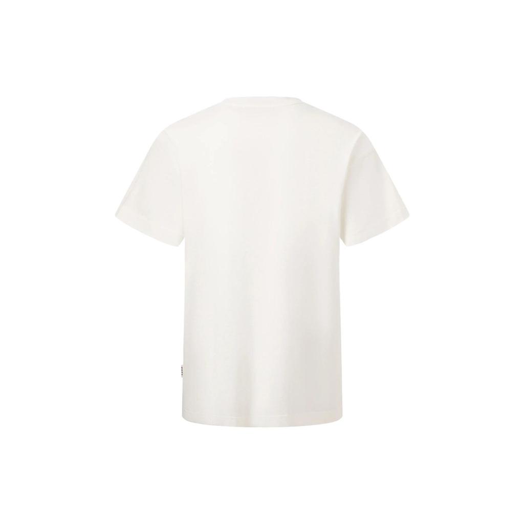 Li-Ning Gesang Flowers Print Round Neck Pullover Short Sleeve T-Shirt Unisex Tops Milk-White AHST147-1