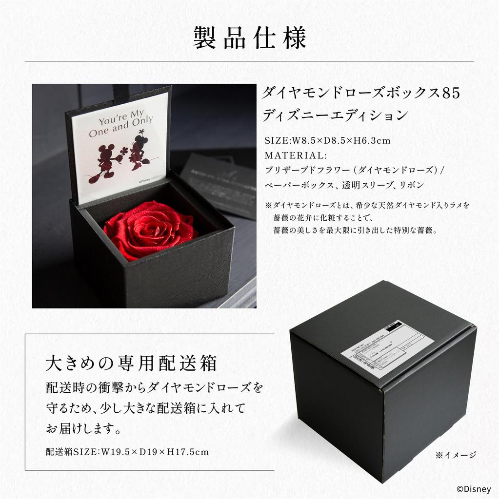 AMOROSA Konservierte Blume Diamant Rosenbox 85 Disney mein Ein und Alles Helles Rot Geschenkblume Geburtstag Jahrestag Antrag DS85ONE Du bist